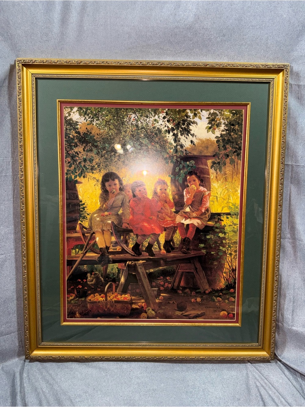 John George Brown “The Cider Mill” 1880 Framed Art